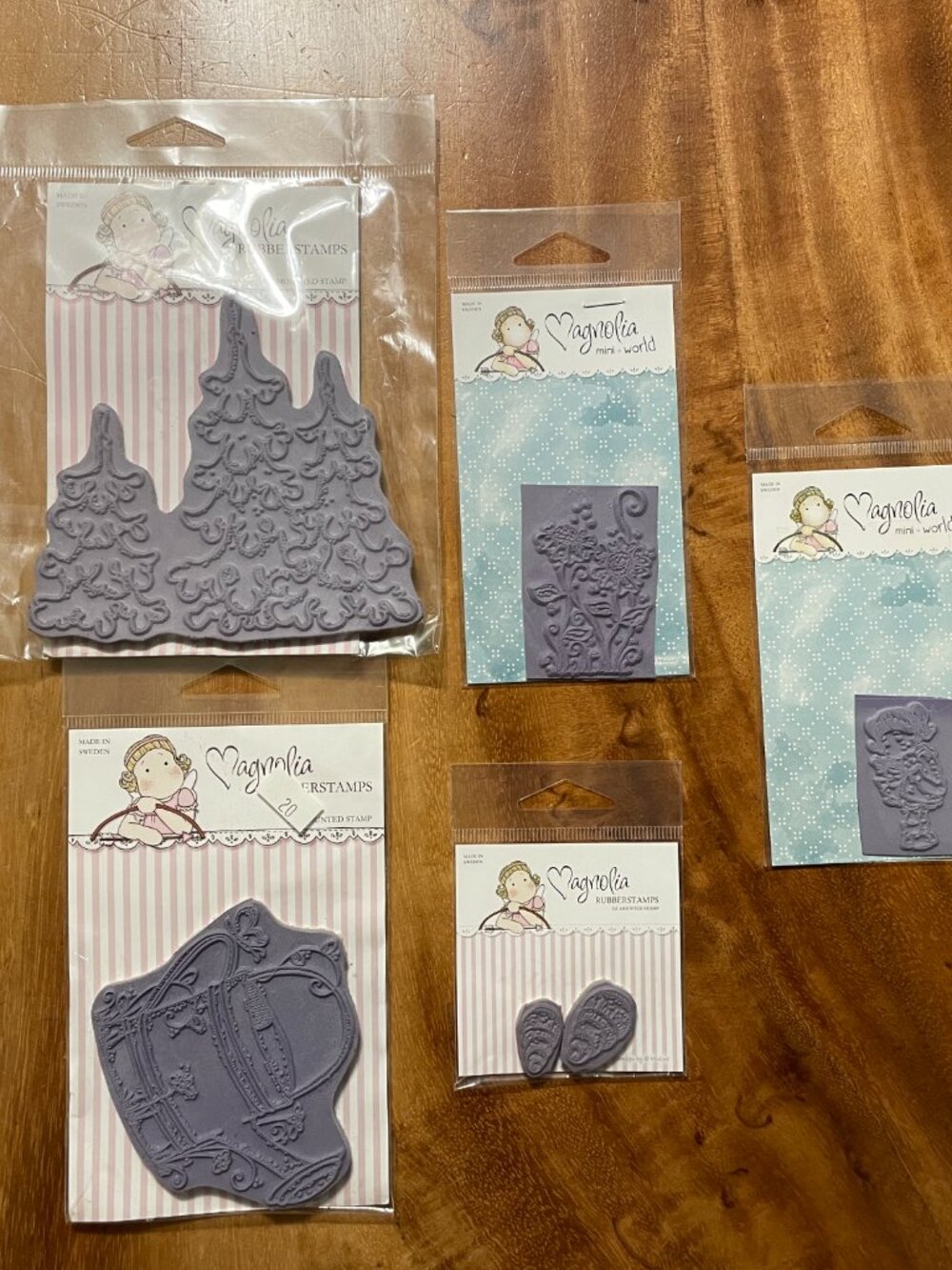 Magnolia Rubberstamps Lot of 5 Sweden EZ-Mounted Mini World Craft Stamps New